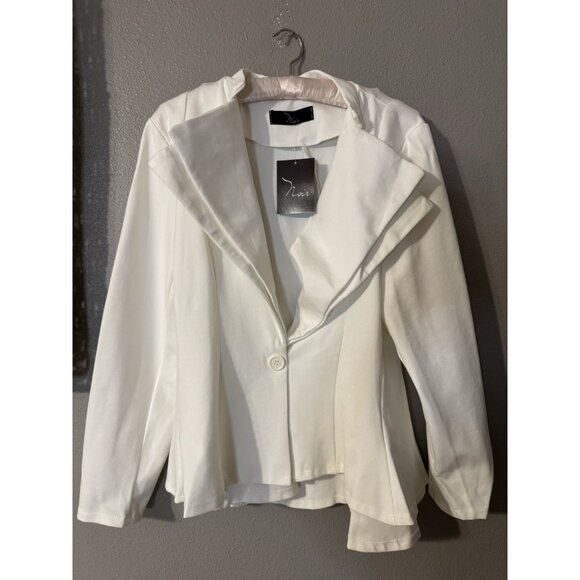Noir Peplum Suit Jacket Blazer 1X White Ponte Stretch USA NEW - Picture 9 of 11